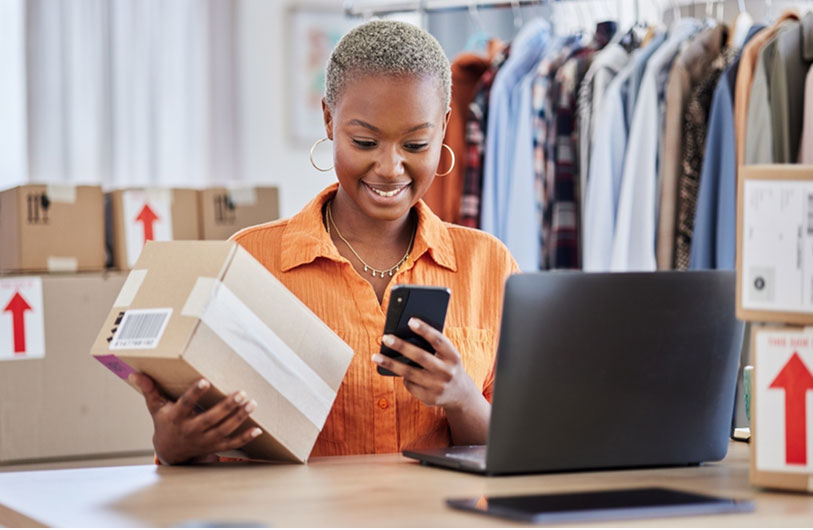 african business woman smiling